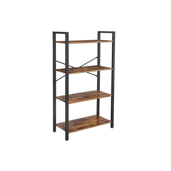 VASAGLE Bathroom Storage Shelf - 3 Tier Ladder Bookshelf Bookcase - Wooden Standing Shelf Organizer for Bathroom, Living Room, Kitchen - Rustic Brown